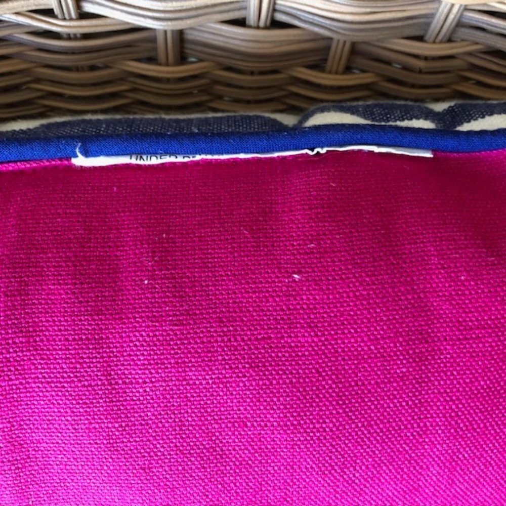 THRESHOLD Nautical Anchor Fuchsia Blue White Stripe Throw Pillow 18 x 18 - Picture 11 of 13